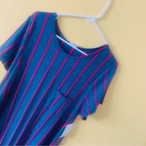 LuLaRoe Women’s Size L Blue Stripe Carly Dress NWT